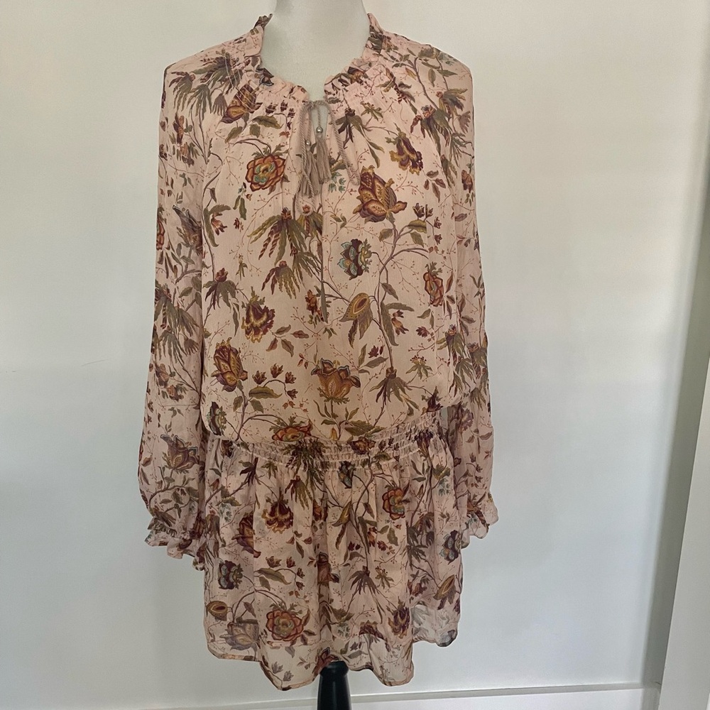 Paige 100% silk drop waist mini boho dress